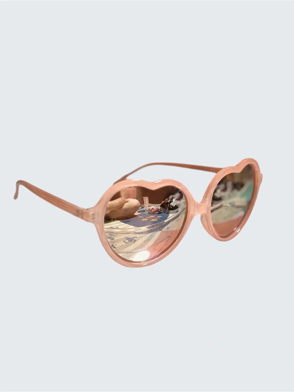 Heart-Shaped Pink Mirrored Sunglasses